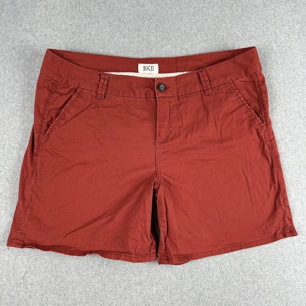 BKE Serena Womens Chino Shorts Rust Red Burnt Orange Size 34 Casual Summer‎